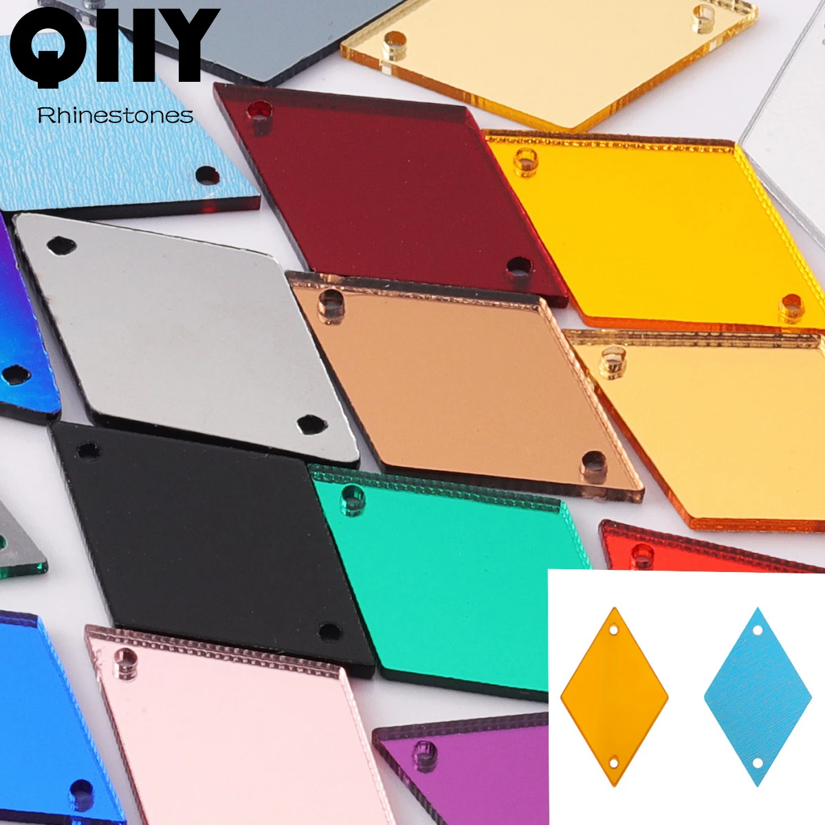 

50Pcs Rhombus Mirror Sewing Rhinestones 18X30mm/25X35mm Flatbase High Quality Sew on Crystals for DIY And Clothes Decoration