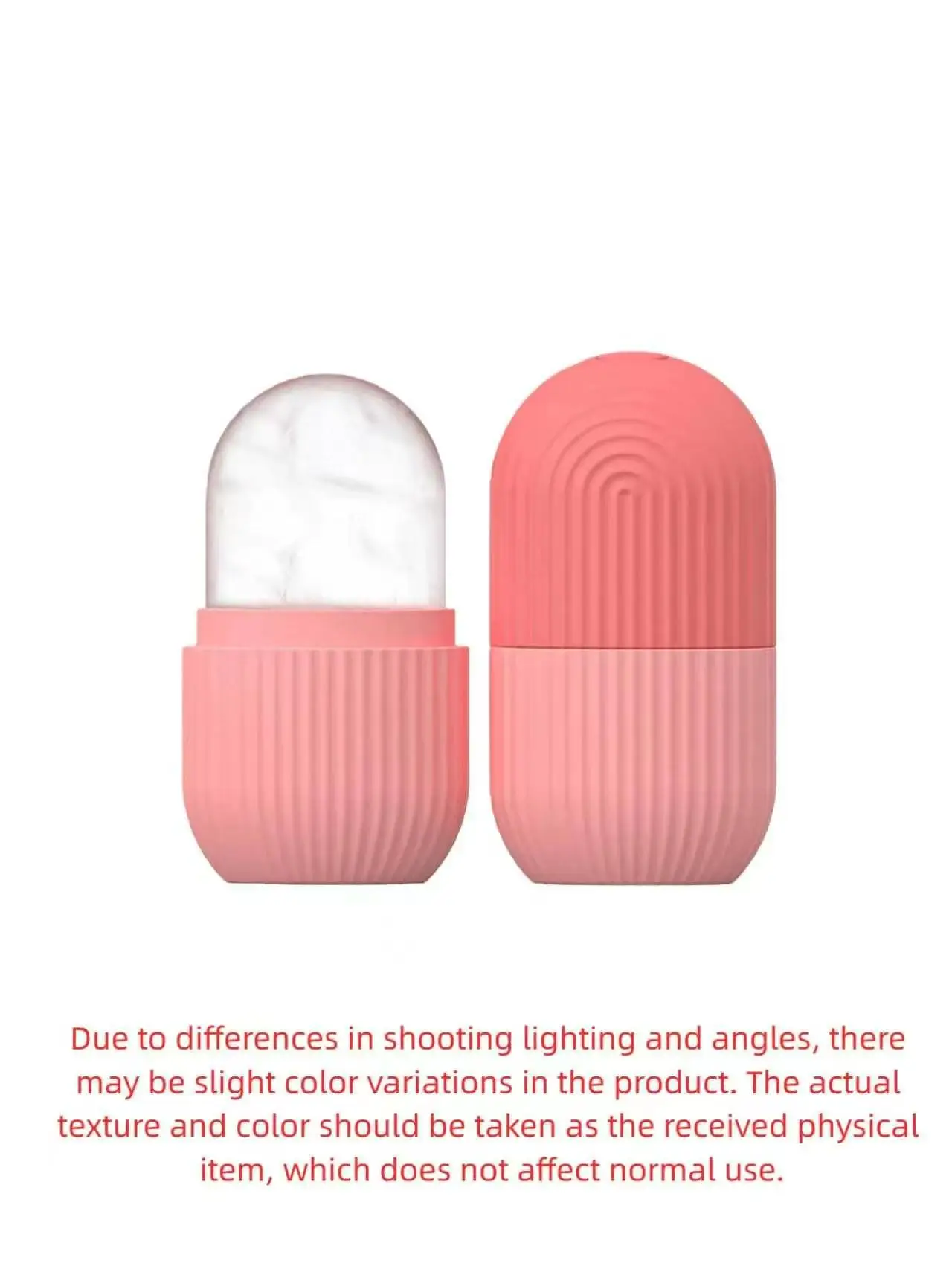 Gradient Pink Capsule Silicone Ice Facial Massager, Reusable Cooling Ice Roller Globes, Portable Puffiness Relief Ice Face Tool for Home Spa Travel Beauty Gift