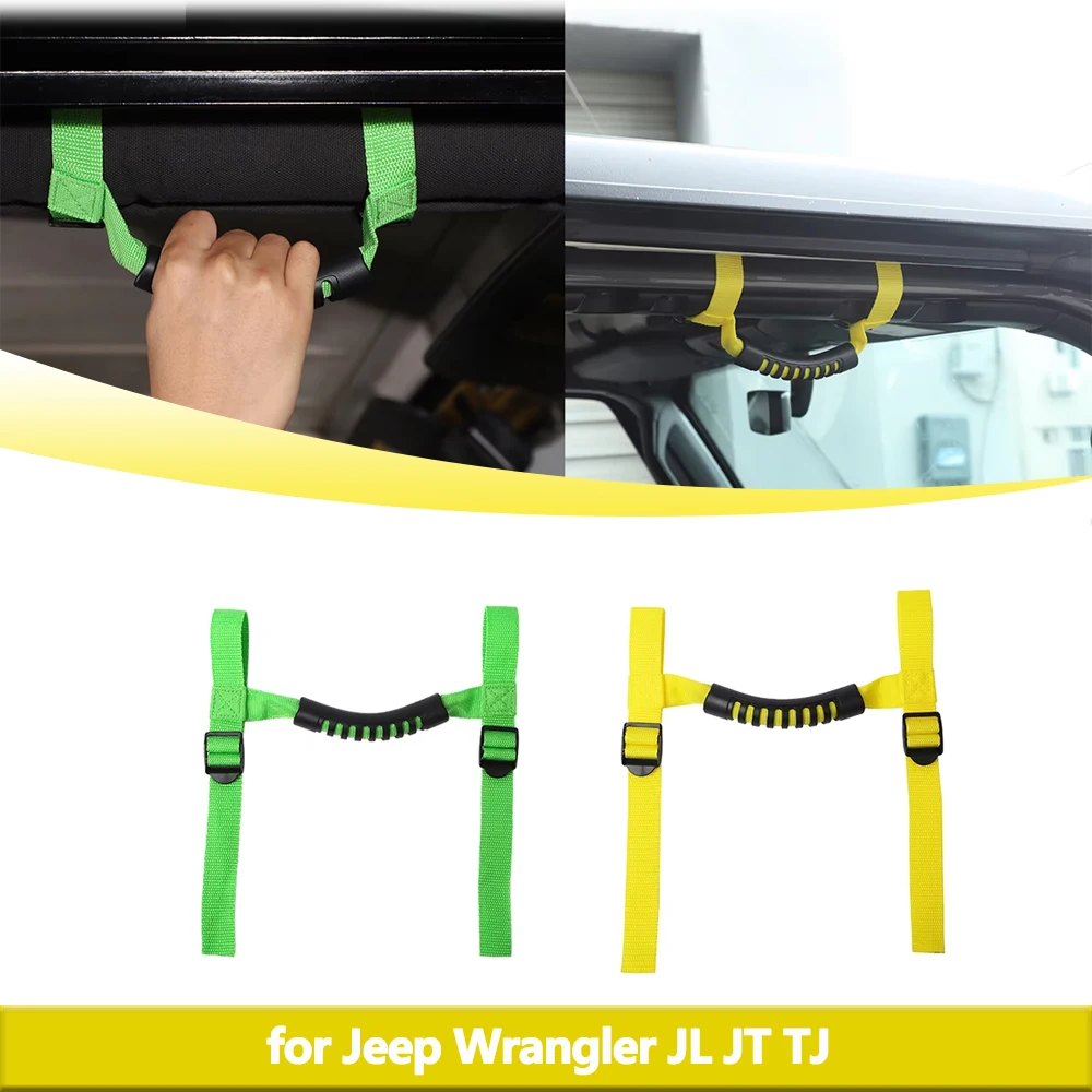 JK Armrest Non-slip Handles for Jeep Wrangler JL JT TJ Green 1Pcs Car Interior Accessories Top Grab Handle Roll-over Bars