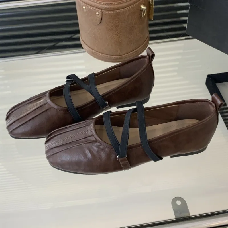 fashion-round-toe-pleated-design-ballet-flats-women-novelty-cross-tied-mary-jane-shoes-2026-spring-low-heel-pumps-zapatos-mujer