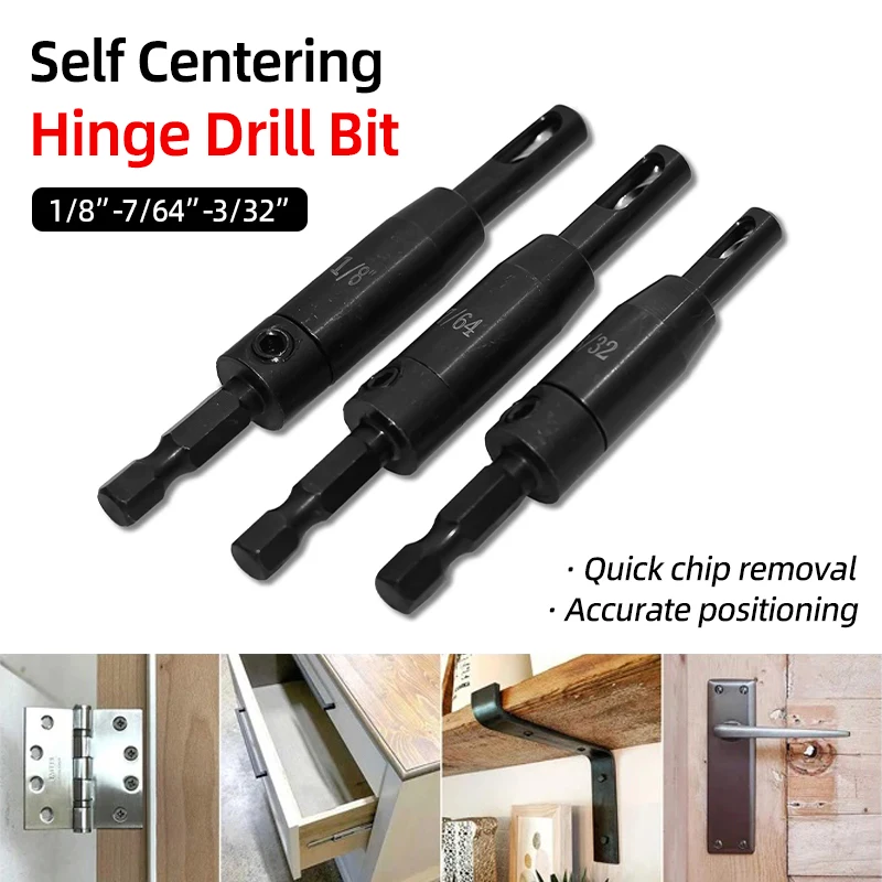 Self Centering Hinge Drill Bit Door Window Cabinet Cupboard Hinge Drilling Positioning Hole Opener Woodworking Center Drill Bit