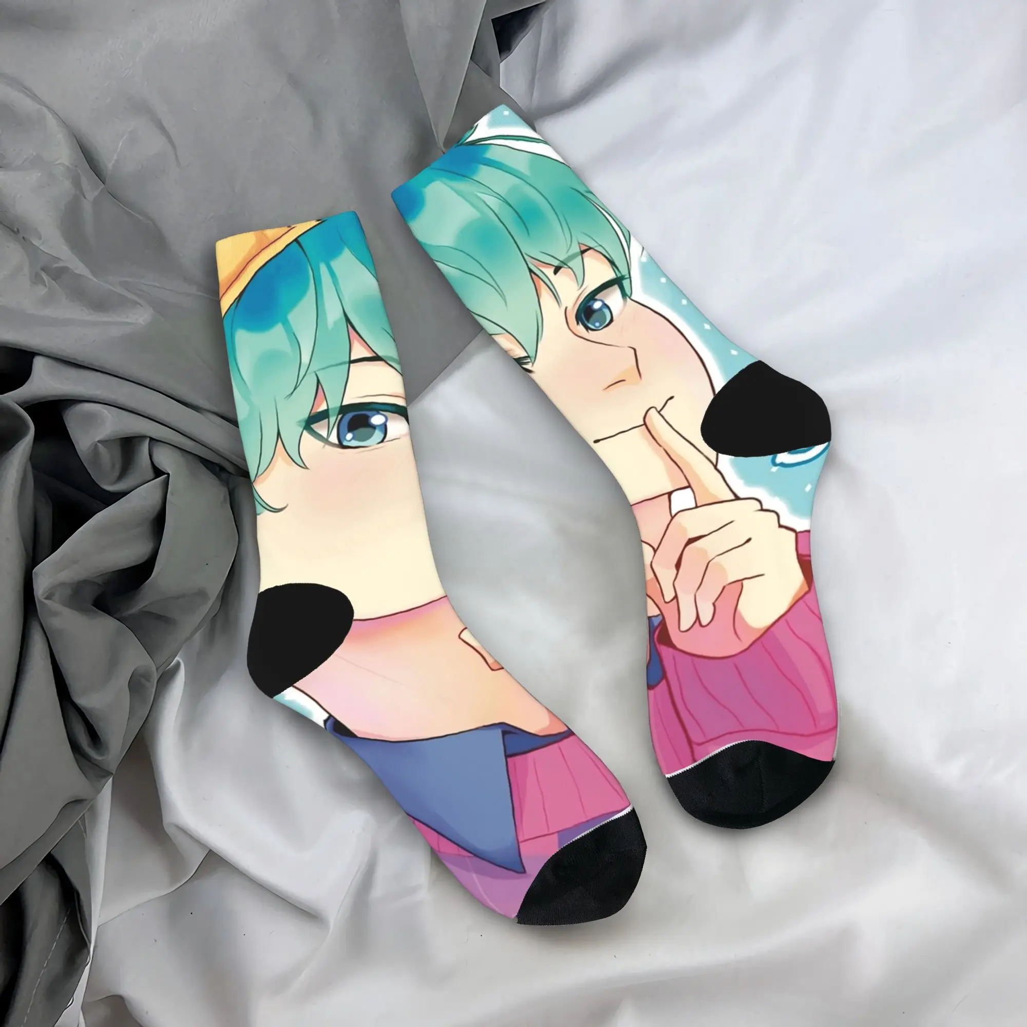 

Детские носки Saja KPop Demon Hunters Chibi Art, нескользящие чулки, мужские качественные спортивные носки для бега, осенние носки с забавным дизайном