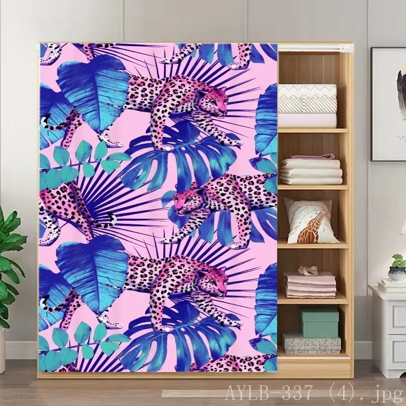 VIKAMA Aesthetic Leopard Noren Door Curtain Jungle Floral Wardrobe Cover Divider Modern Closet Bedroom Partition Drape