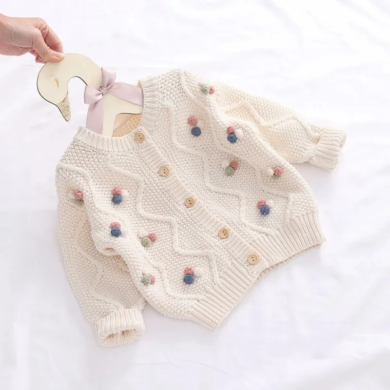 Kids Girls Sweater Jacket Spring and Autumn New Cotton Children\'s Wool Cardigan Coat Toddler Baby Sweater 1 3 5 Y