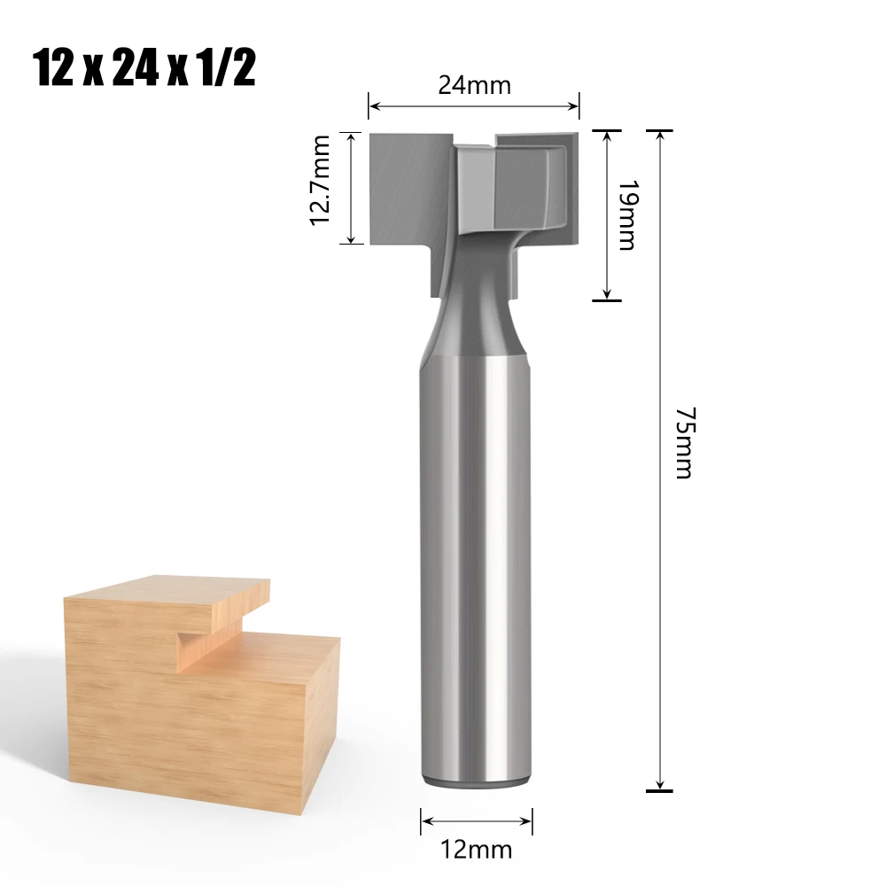 12mm 1/2′′ Shank T-Slot & T-Track Slotting Router Bit Cutting Carbide Alloy With Woodworking Tool T Type Wood Milling Cutter Rou