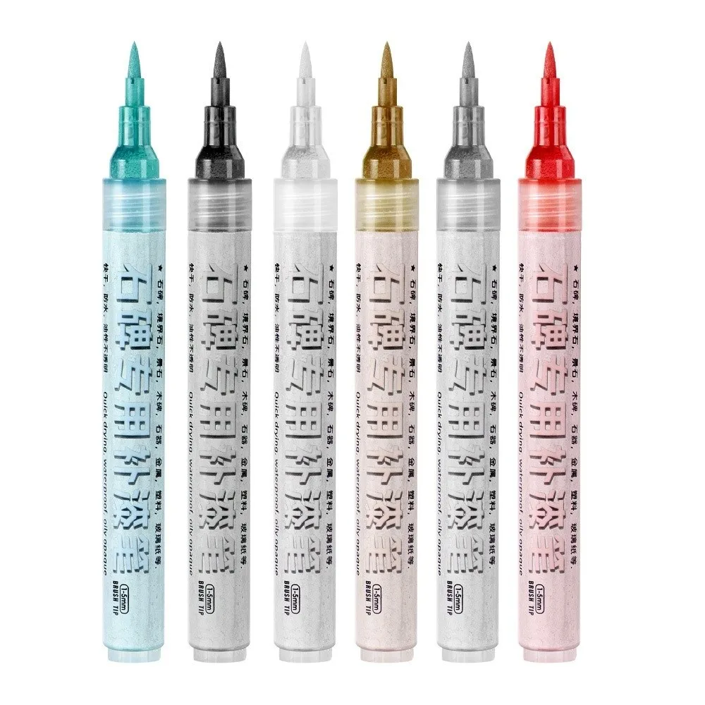 6 Color Tombstone Marker Pen Waterproof TouchUp Paint Repair Pen Professional Fade Resistant Repair Decorating Pen