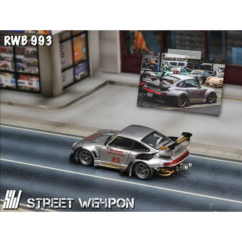 Предпродажа SW 1:64 RWB 993, небесная двойная выхлопная гусеница, литая под давлением диорама, модель автомобиля, игрушечное уличное оружие