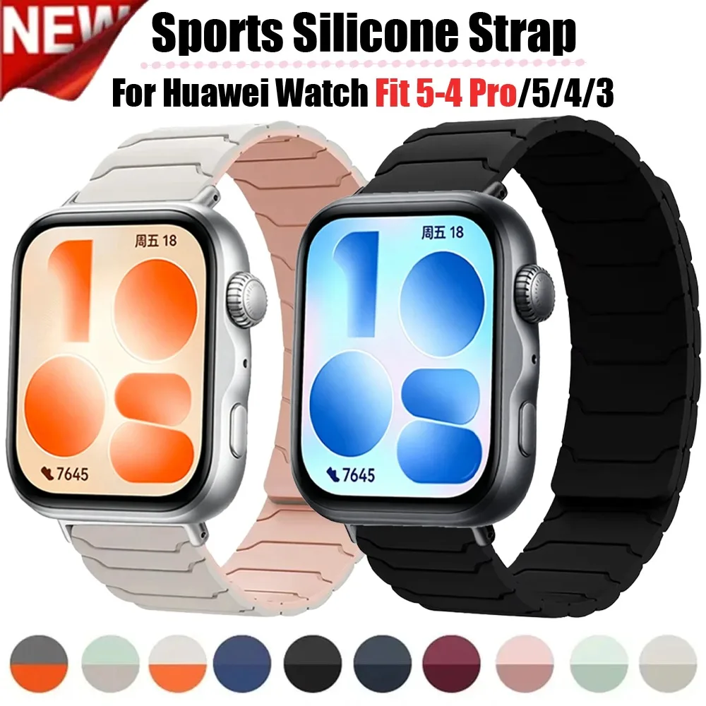 Sport-Silikonarmband für Huawei Watch Fit 5 Pro/5/4/3, magnetisches, bequemes Armband für Huawei Watch Fit 5/Fit 4 Pro