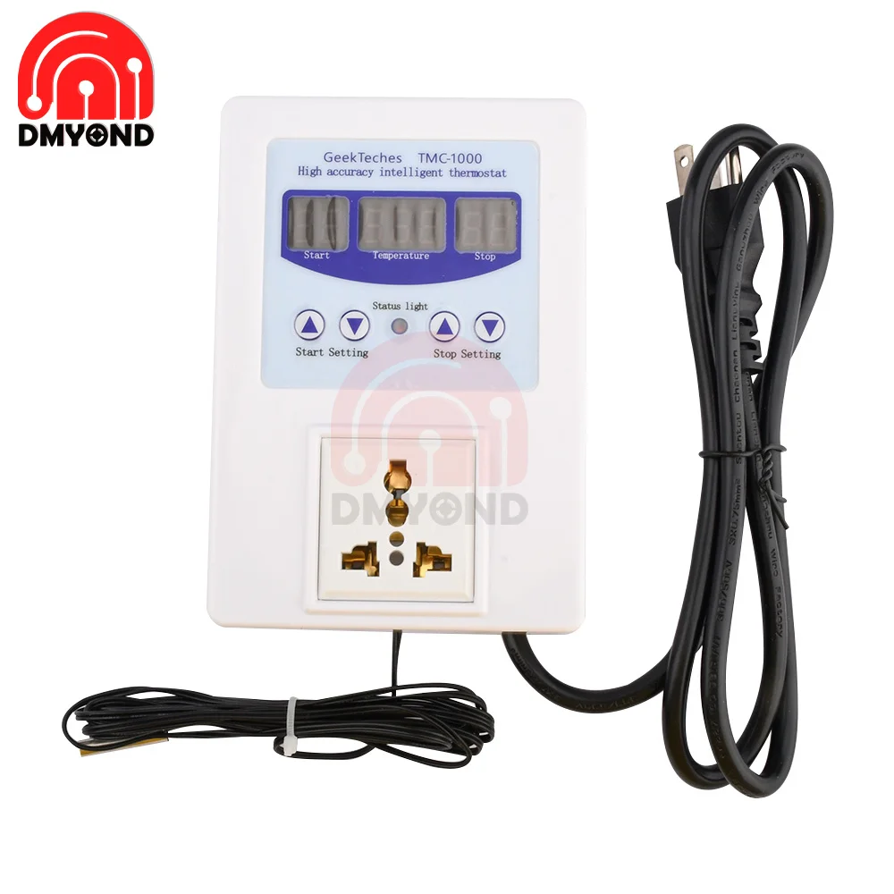 TMC-1000 Intelligent Digital Temperature Controller LED Display Temperature Socket Controller 9 ° C~99 ° C AC 110V-240V US EU UK