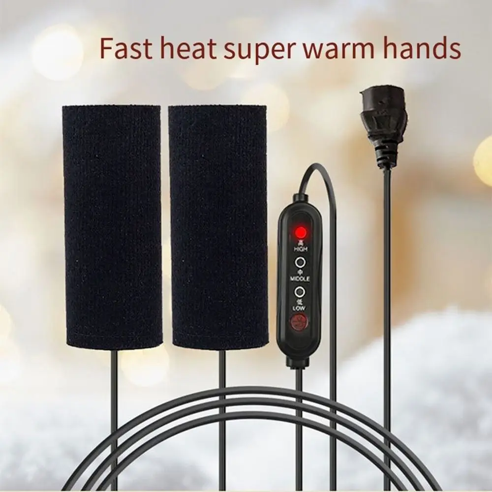 

3-ступенчатая грелка на руль мотоцикла, нескользящая теплая ручка с электрическим подогревом, регулируемые дышащие ручки