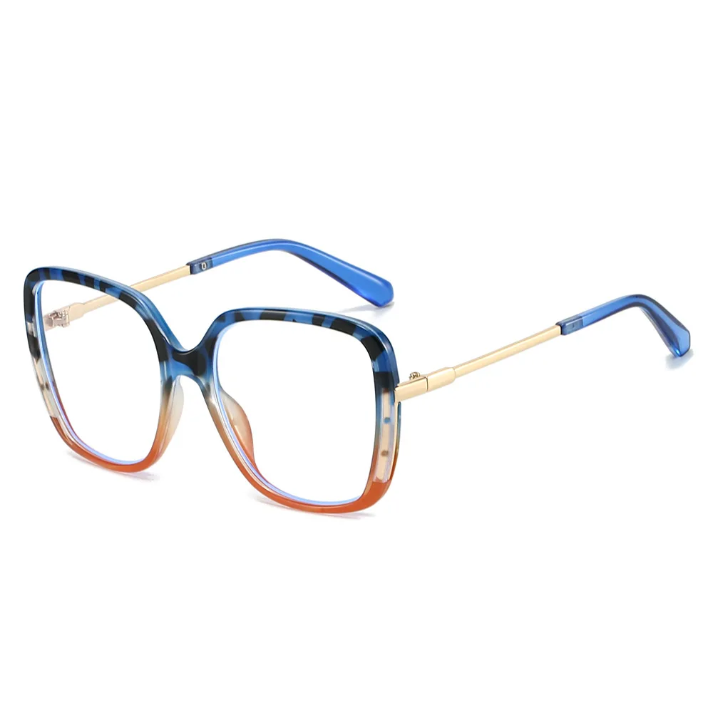 

New Anti Blue Light Square Women Glasses 2025 Personality Two Color Frame Design Clear High End Quality Trendy Men Glasses