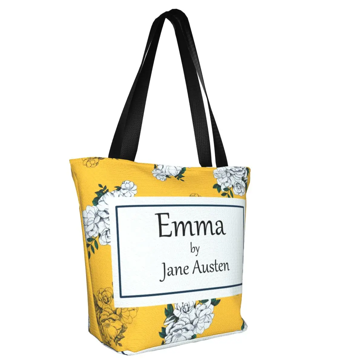 حقيبة يد للتسوق من إيما باي جين أوستن حقيبة كتف للتسوق قابلة لإعادة الاستخدام حقيبة كتف للتسوق من قماش الكتاني