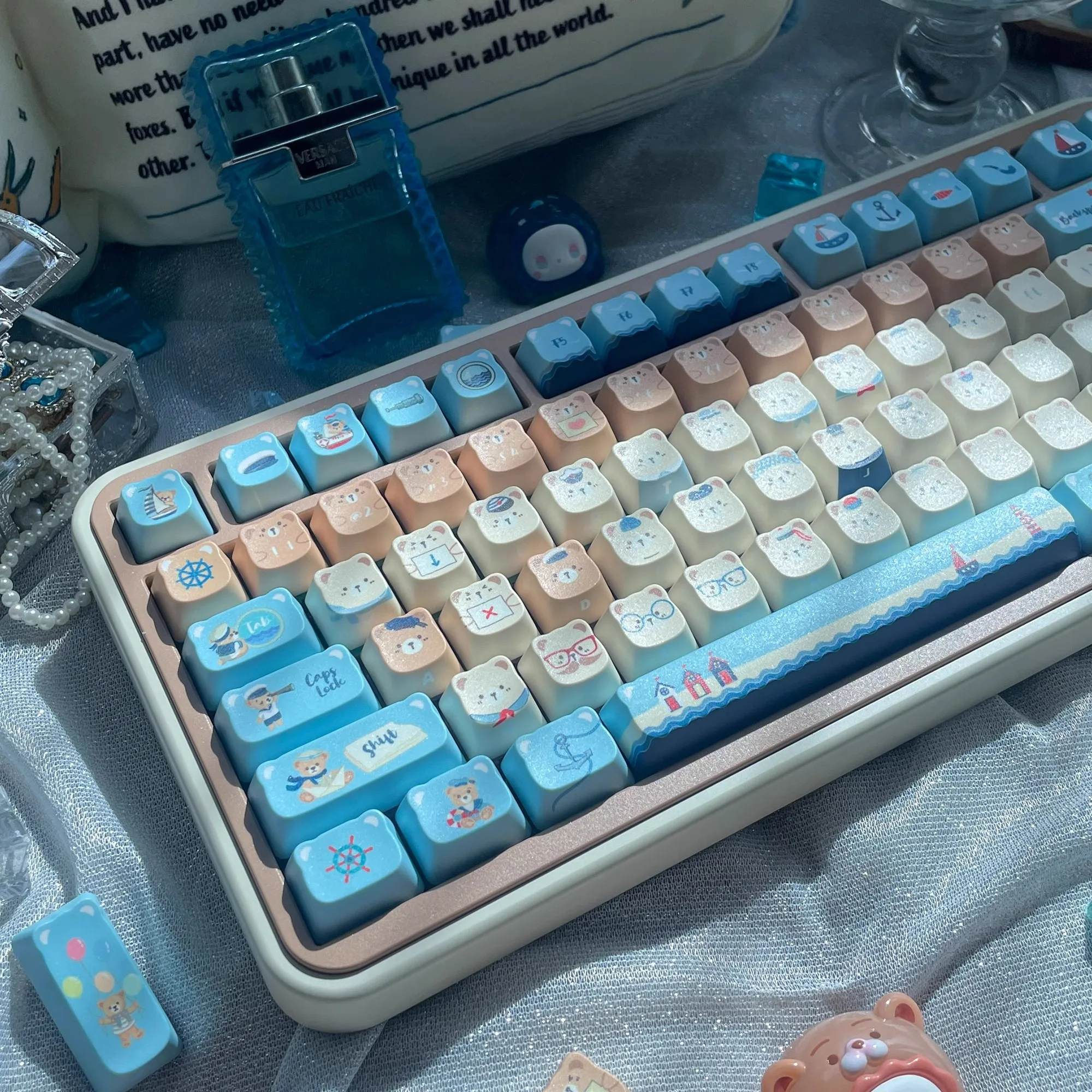 

Колпачки для клавиш Kuma Cute Theme Cherry Profile PBT для механической клавиатуры — цельный вдохновленный