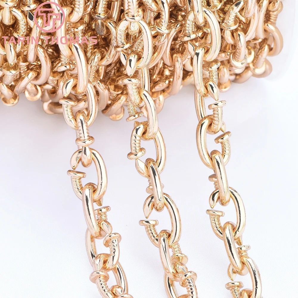 (9047) 0.5 Meter 11x15MM 24K Gold Color Brass Loose Chain Necklace Bracelet Chains High Quality Diy Jewelry Making Findings