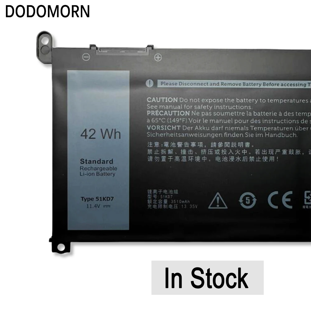 DODOMORN-Batterie pour ordinateur portable KD7 laquée, Dell Dnomebook 11, 3100, 3180, 3189, 5190/3181, 2 en 1,14, 3400,Latitude E5550 Series Notebook 42Wh