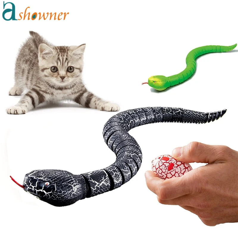 RC Remote Control Snake Toy For Cat Kitten Egg-shaped Controller Rattlesnake Interactive Snake Cat Teaser Play Toy Game Pet Kid