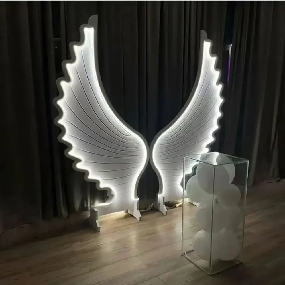 New Arrival Wedding Stage Decorations Wing Shape Panel LED Light Acrylic Backdrop