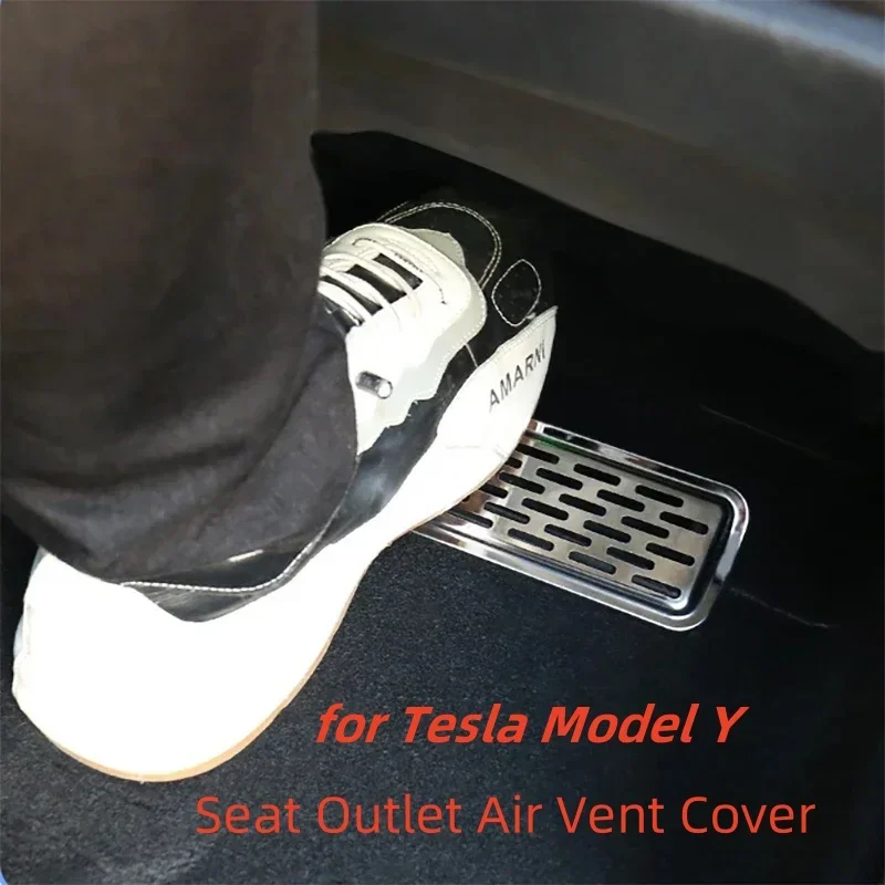 

For Tesla Model Y Air Vent Anti-Blocking Dust Cover Anti-blocking Stainless Steel Decorative Plate Car Outlet Covers Under Seat