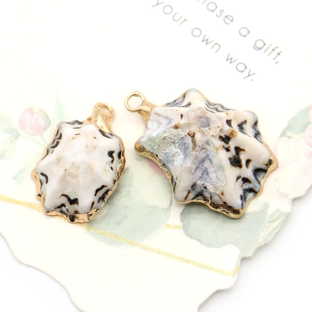 Natural Shell Conch-Shaped Straw Hat Snail Electroplated Single-Hole Pendant Wholesale DIY Jewelry Accessories for Necklaces