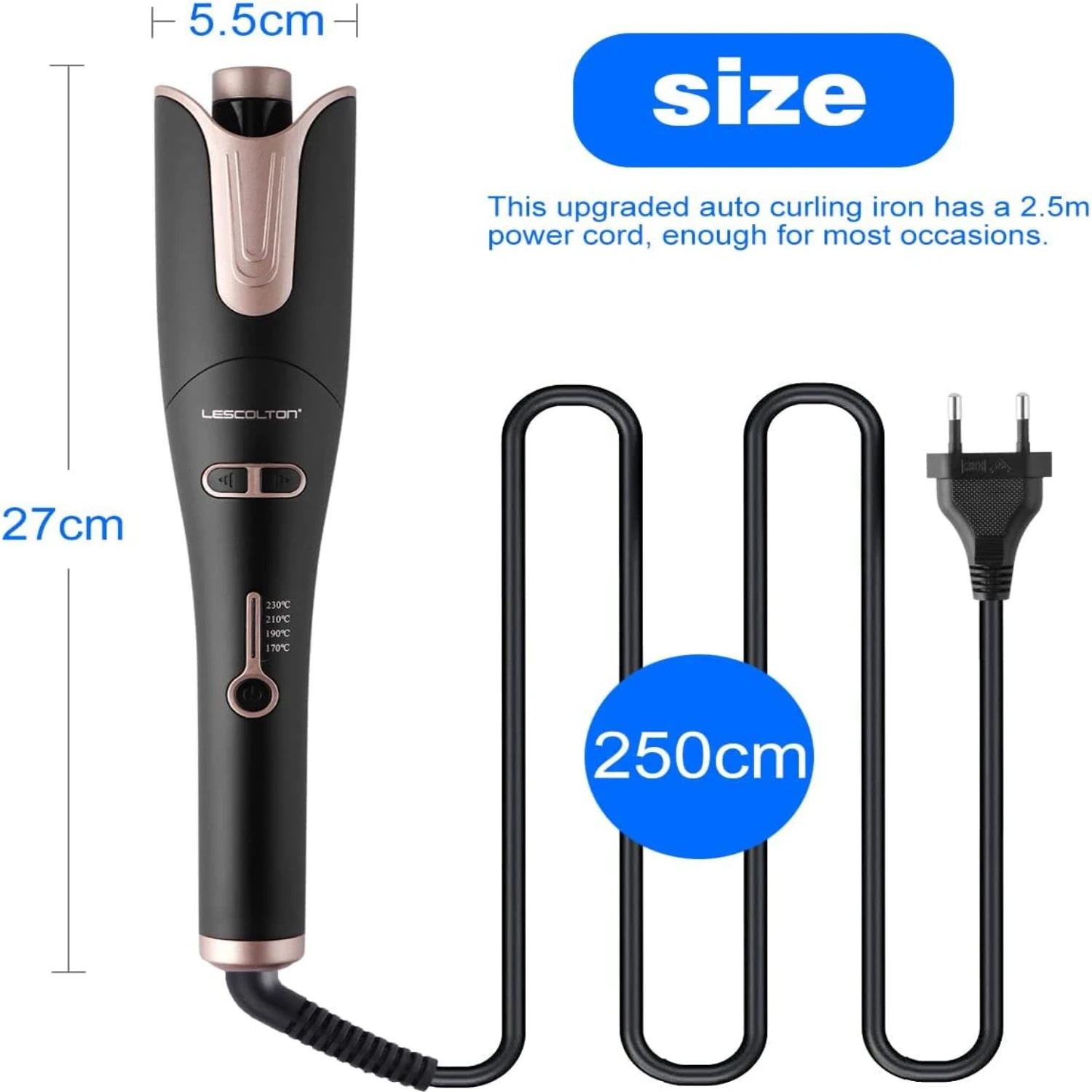 

Advanced Large Curling Iron for Effortless and Safe Styling - Achieve Perfect Curls with Anti-Scald Technology, Automatic Rotati