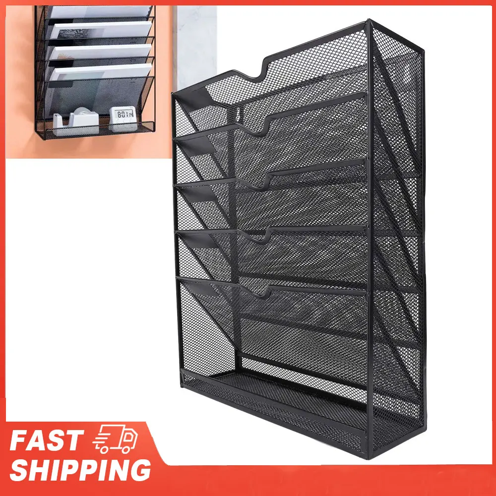 

6 Tiers Hanging Wall Mounted File Organizer File Cabinet Vertical Rack Wall File Folder Holder Multifunctional Metal for Home