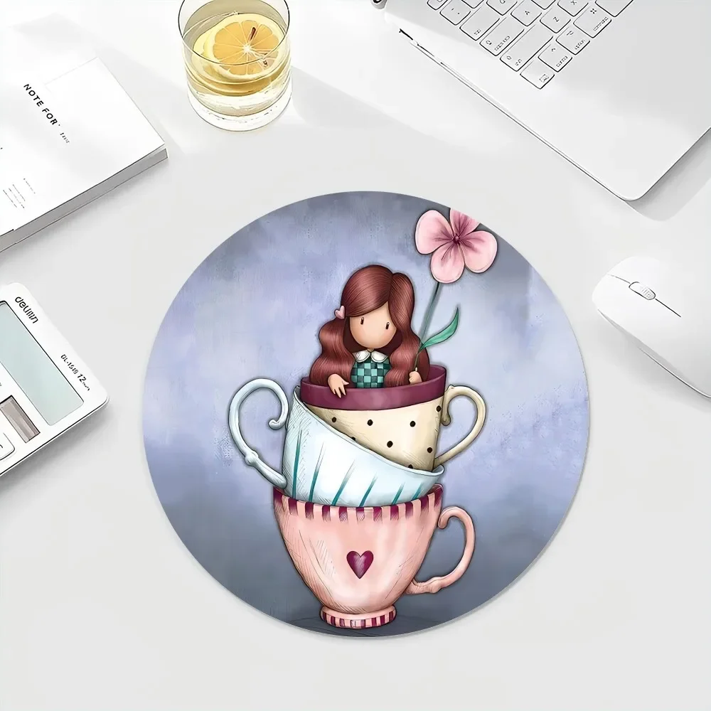 Santoro Gorjuss DIY Round Big Promotion Table Mat Student Mousepad Computer Keyboard Pad Games Pad for Teen Girls Bedroom