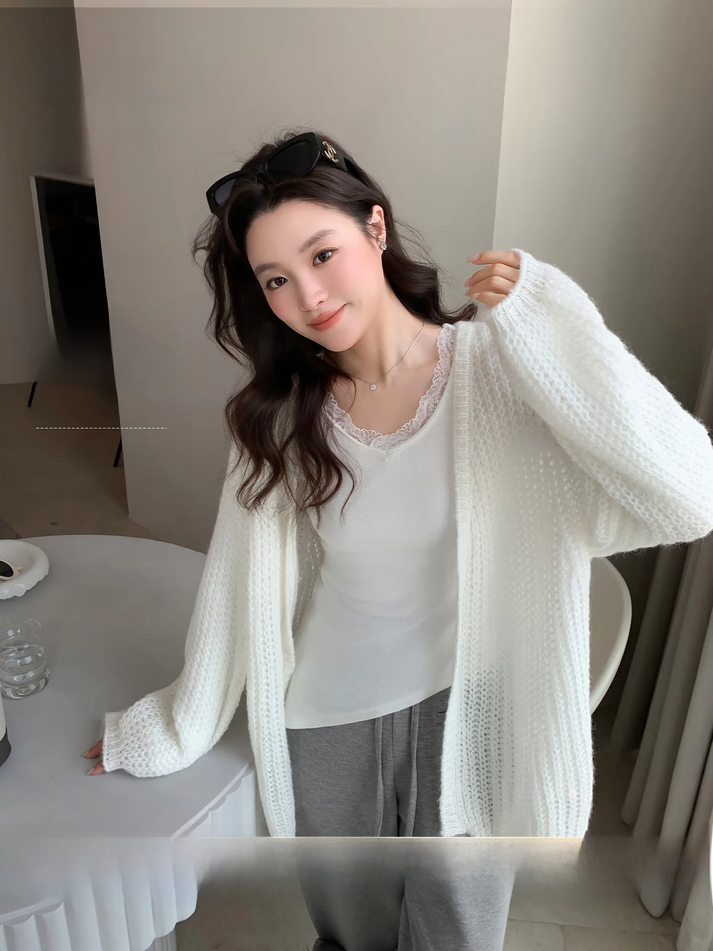 

Женский вязаный кардиган Lazy Hollow Out с вырезами, свободный крой, длинный рукав, верхняя одежда, новинка весны, мягкий шерстяной смесовый материал, повседневное пальто