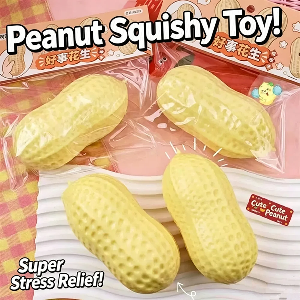 Peanut Squishy Stress Relief Slow Rebound Crunchy Fluid Ball Cute Stress Relief Venting Spherical Pink Ball Crunchy Squishy Pean
