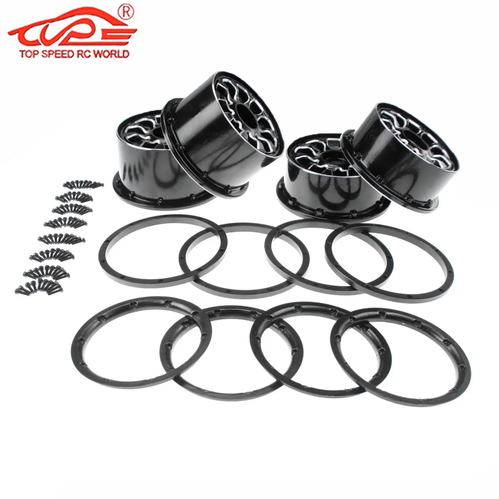 Metal Front and Rear Wheel Hub with Ring Set for 1/5 HPI KM Rofun Rovan Gtb Racing Baja 5B Ss or 5T Truck Rc Car Parts