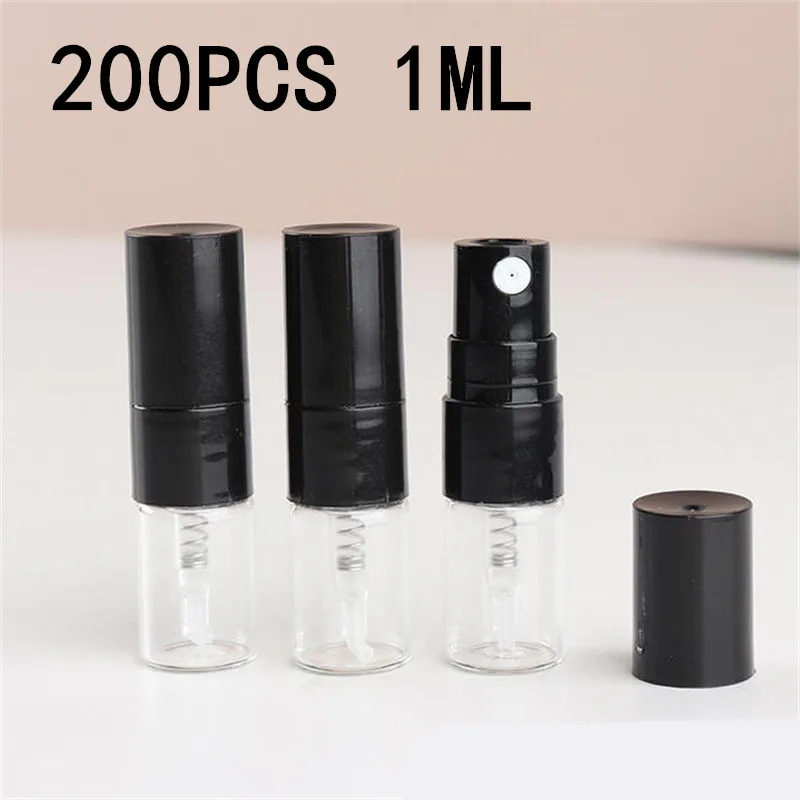 5-200PCS 1ML Portable Glass Perfume Bottles Set Spray Bottle Refillable Sample Dispenser Travel Perfume Pumps for Fragrance