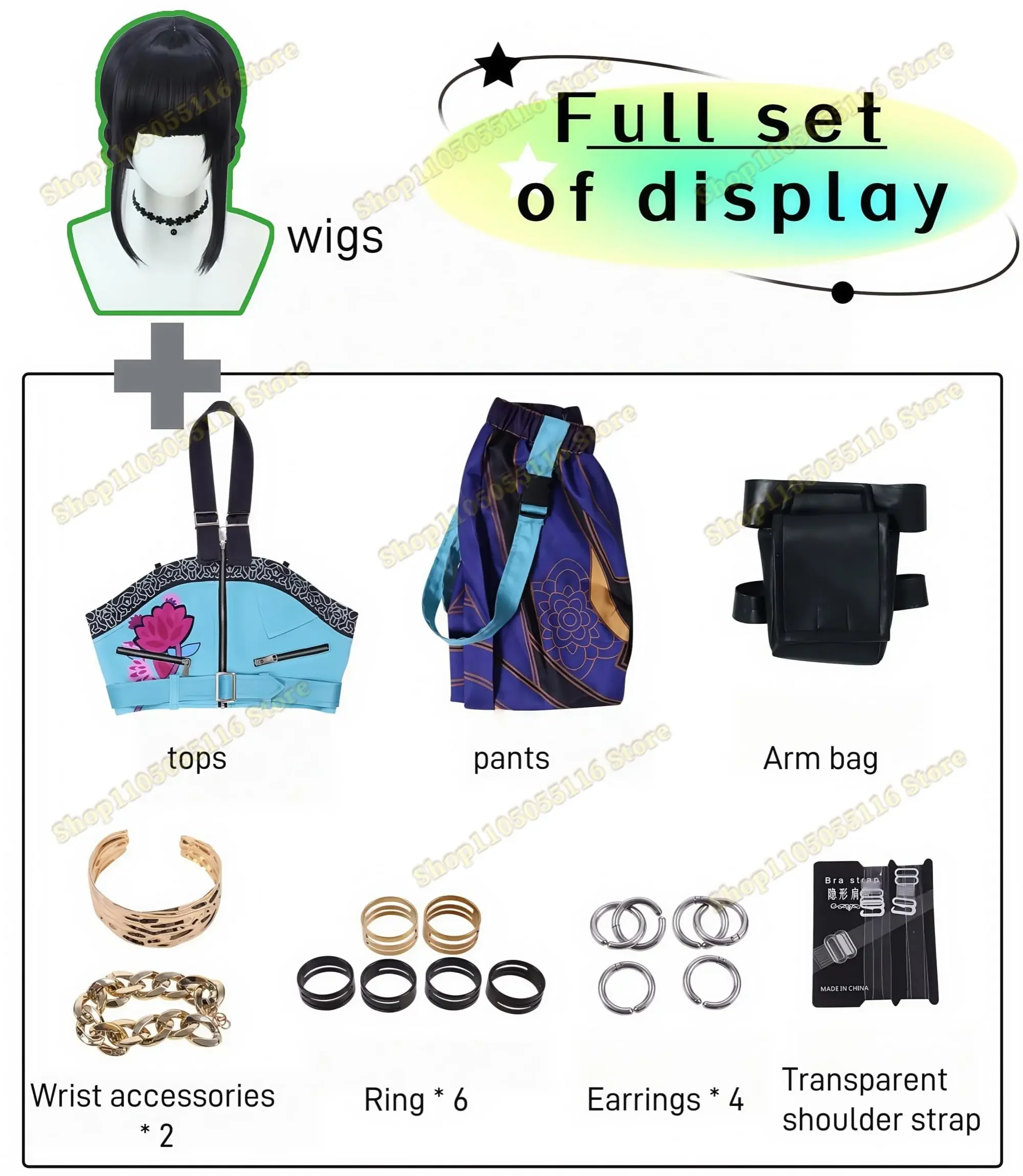 Demon Hunters Cosplay Costume, 16-Piece Huntrix Zoey Outfit w/Wig, Halloween Female Idol Performance Attire with Wigs