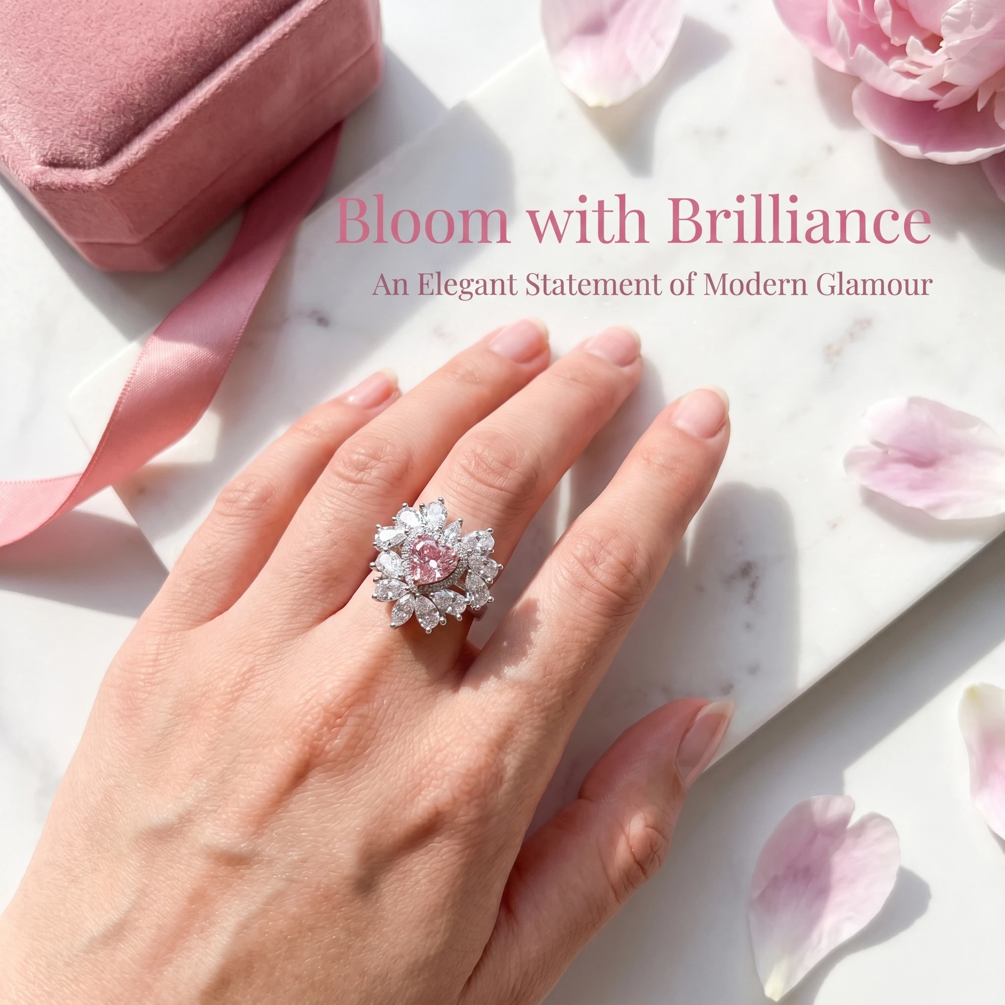 Luxury-Style 925 Sterling Silver Heart-shaped Diamond Ring - Perfect for Women's Commuting and Formal Events