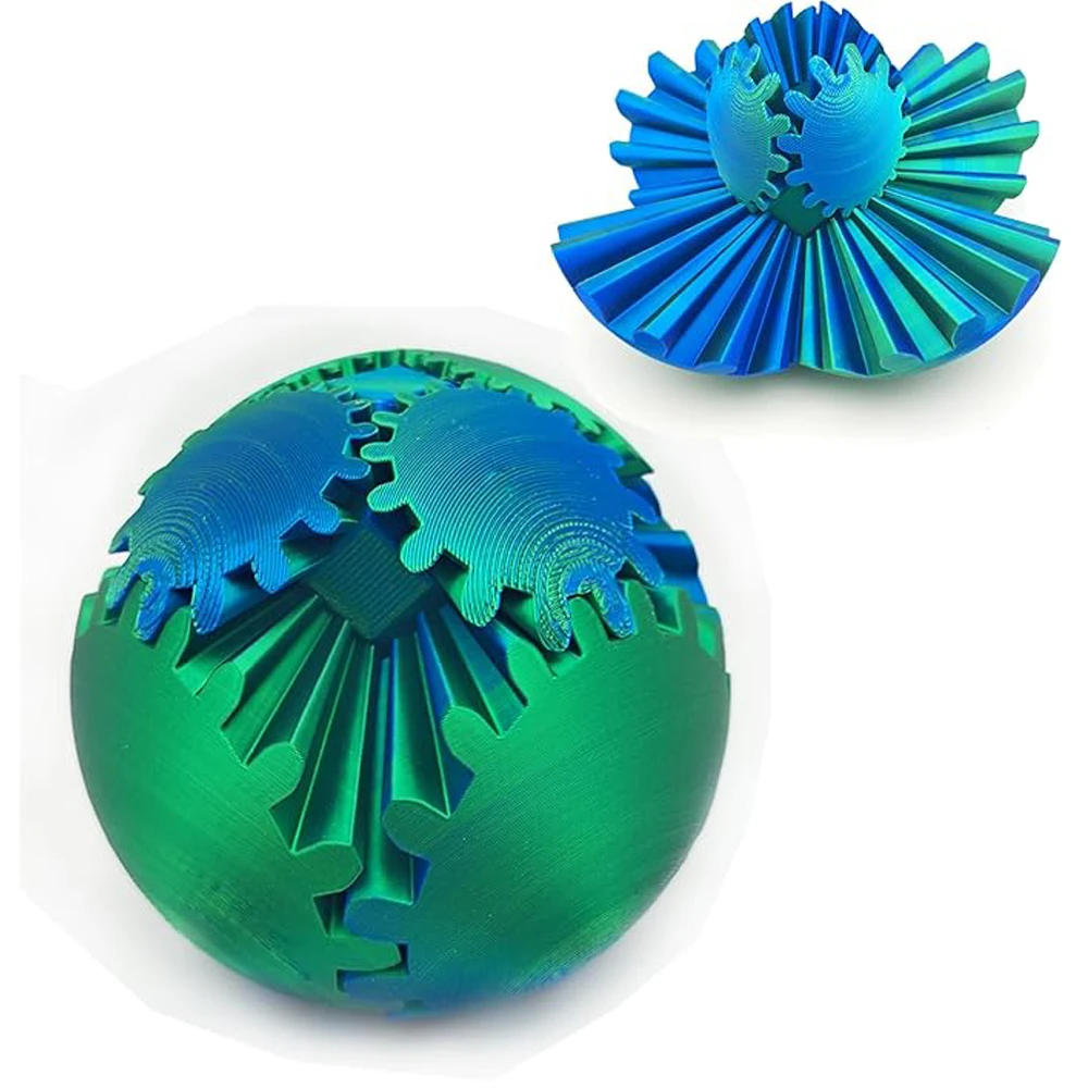 3D Printed Gear Ball Spin Ball Stress Relief Fidget Toy Activity Gear Ball for Adults & Kids Funny Sensory Toys Gifts