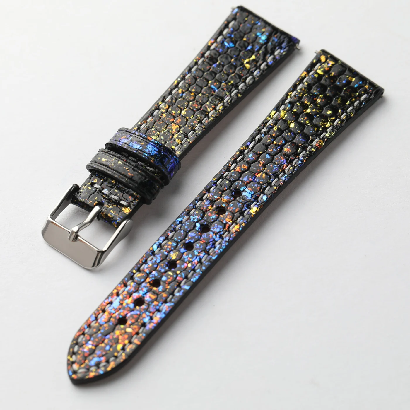 Handmade fluorescent colorful snake skin strap, 18 19 20 22MM soft leather , compatible For antique watches, quick release