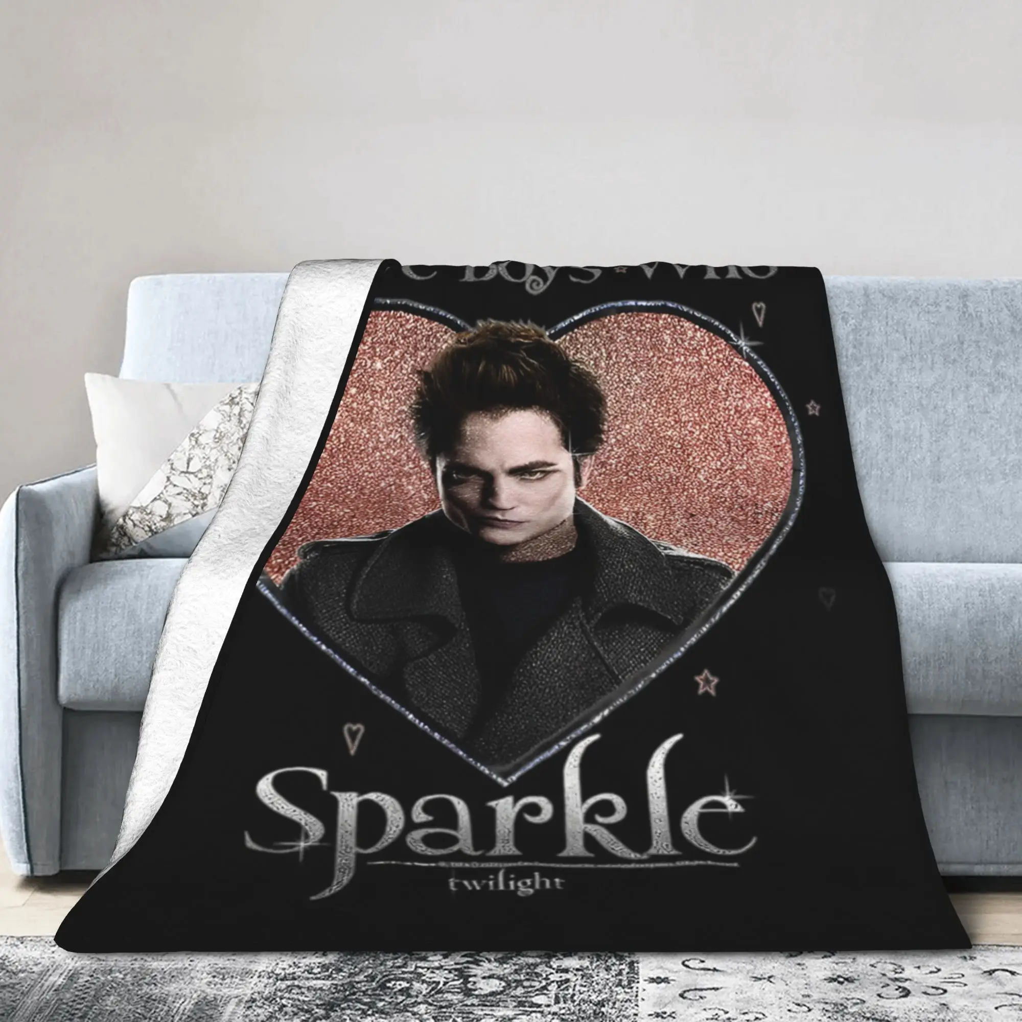Edward Cullen Retro 90 Twilight Movie Fleece Throw Blankets Robert Pattinson Blankets for Bed Travel Super Warm Bedspread,