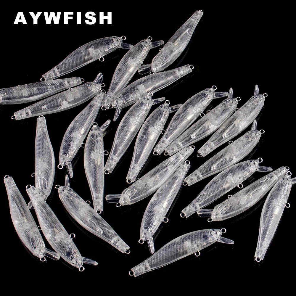 AYWFISH 100PCS Shallow Jerkbait Minnow Blanks Special Weight 7CM 4.7G Unpainted Floating Long Casting Minnow DIY Fishing Lures