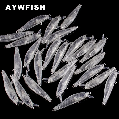 AYWFISH 얕은 저크베이트 미노우 블랭크 특수 무게추, 도색되지 않은 플로팅 롱 캐스팅 미노우 DIY 낚시 미끼, 100 개, 7cm, 4.7g