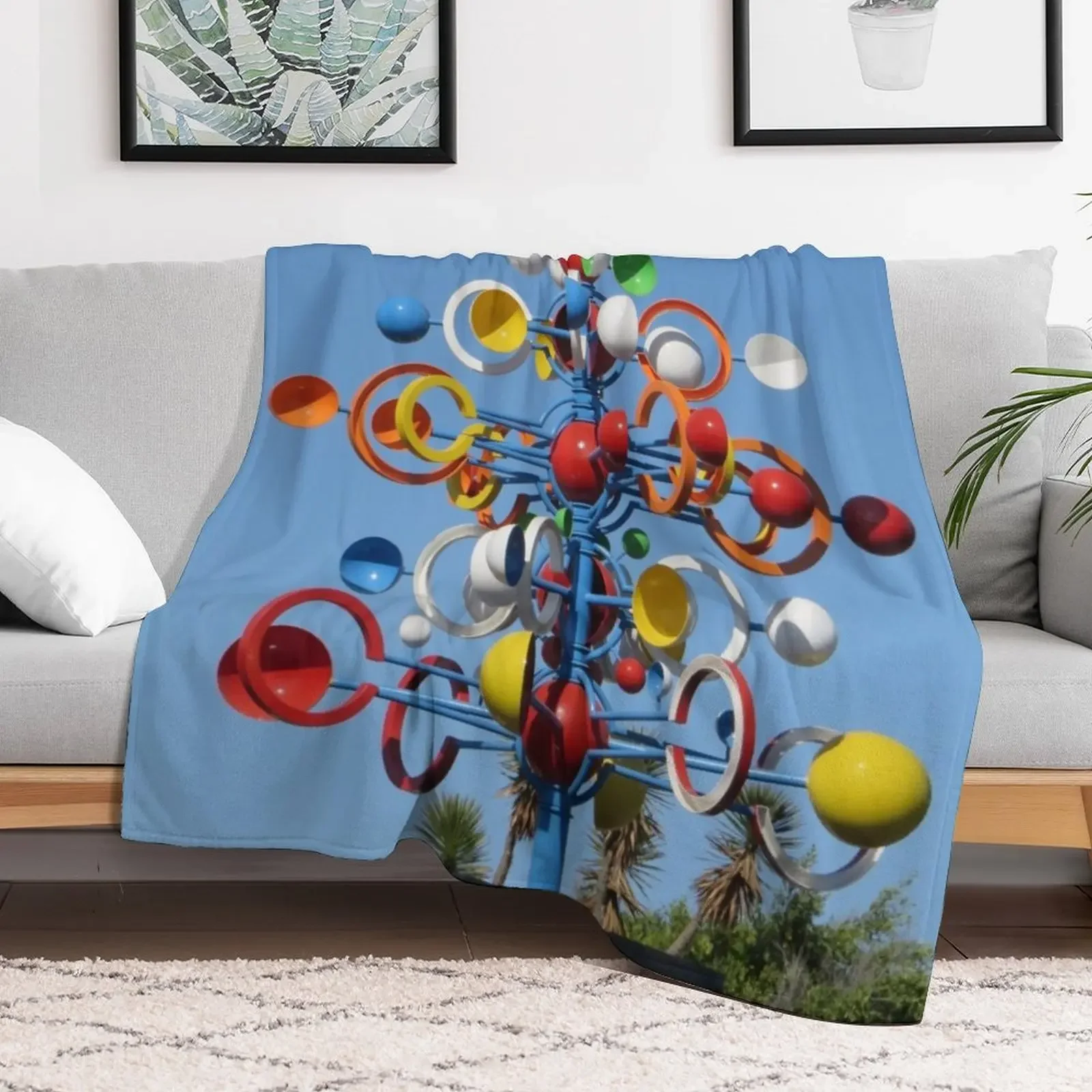 Cesar Manrique Circular Wind Sculpture Throw Blanket Soft Comfort Blanket for Reading Watching TV