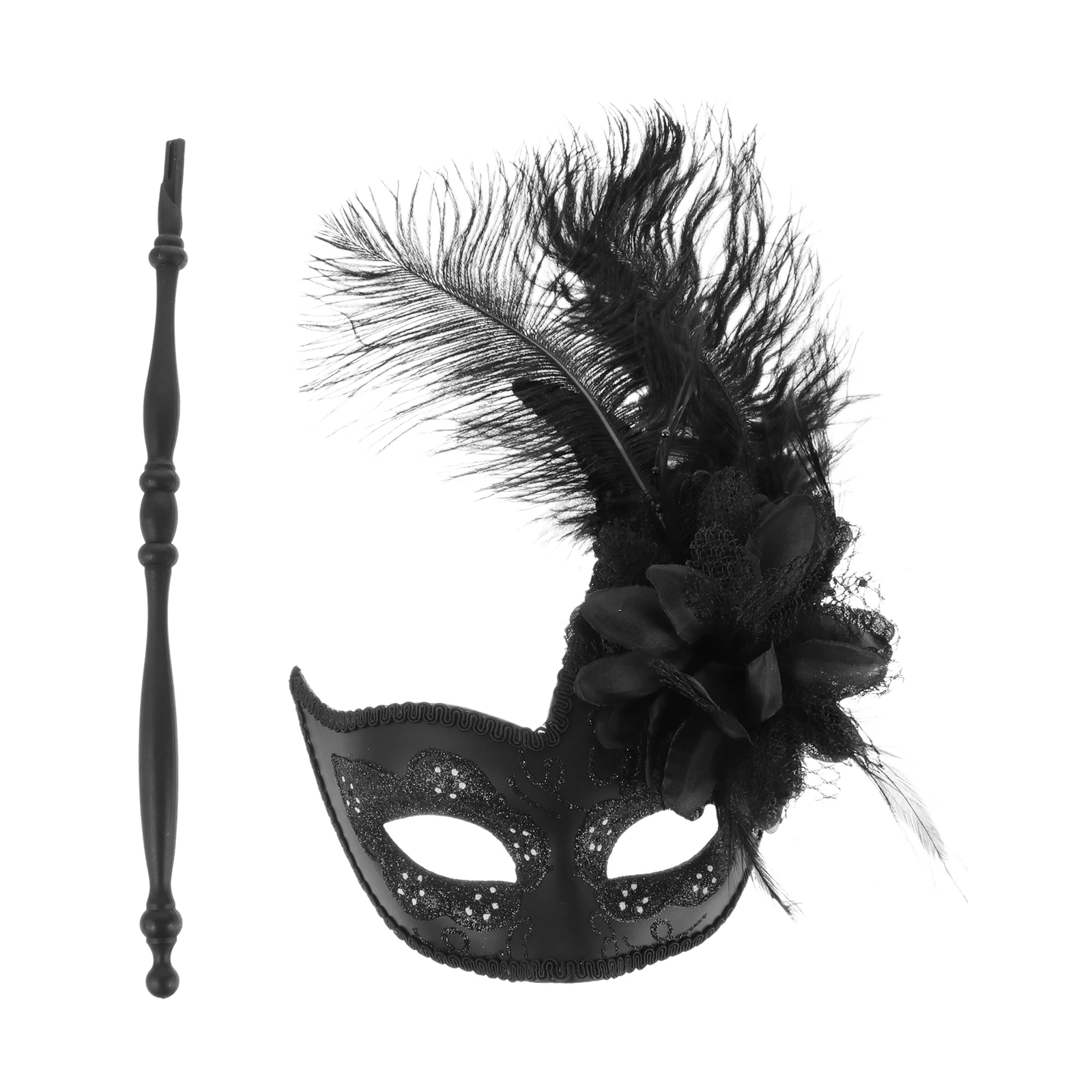 

Chic Women'S Masquerade With Stick Festival Party Decor Handheld Costume Accessory Halloween Cosplay Mask Stage Performance