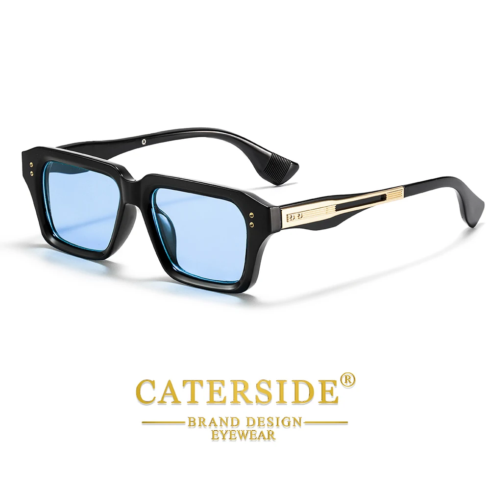 CATERSIDE Retro Quadratische Metall-Sonnenbrille für Männer, Modische Damen-Sonnenbrille, Outdoor-Reise-Fahrbrille, Dekorative Brille, UV400 – Detail 14