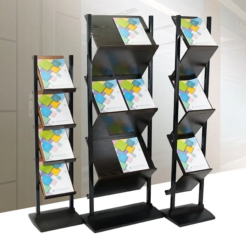 Simple newspaper rack A4 Magazine Creative book Brochure Vertical floor multi-layer data Display