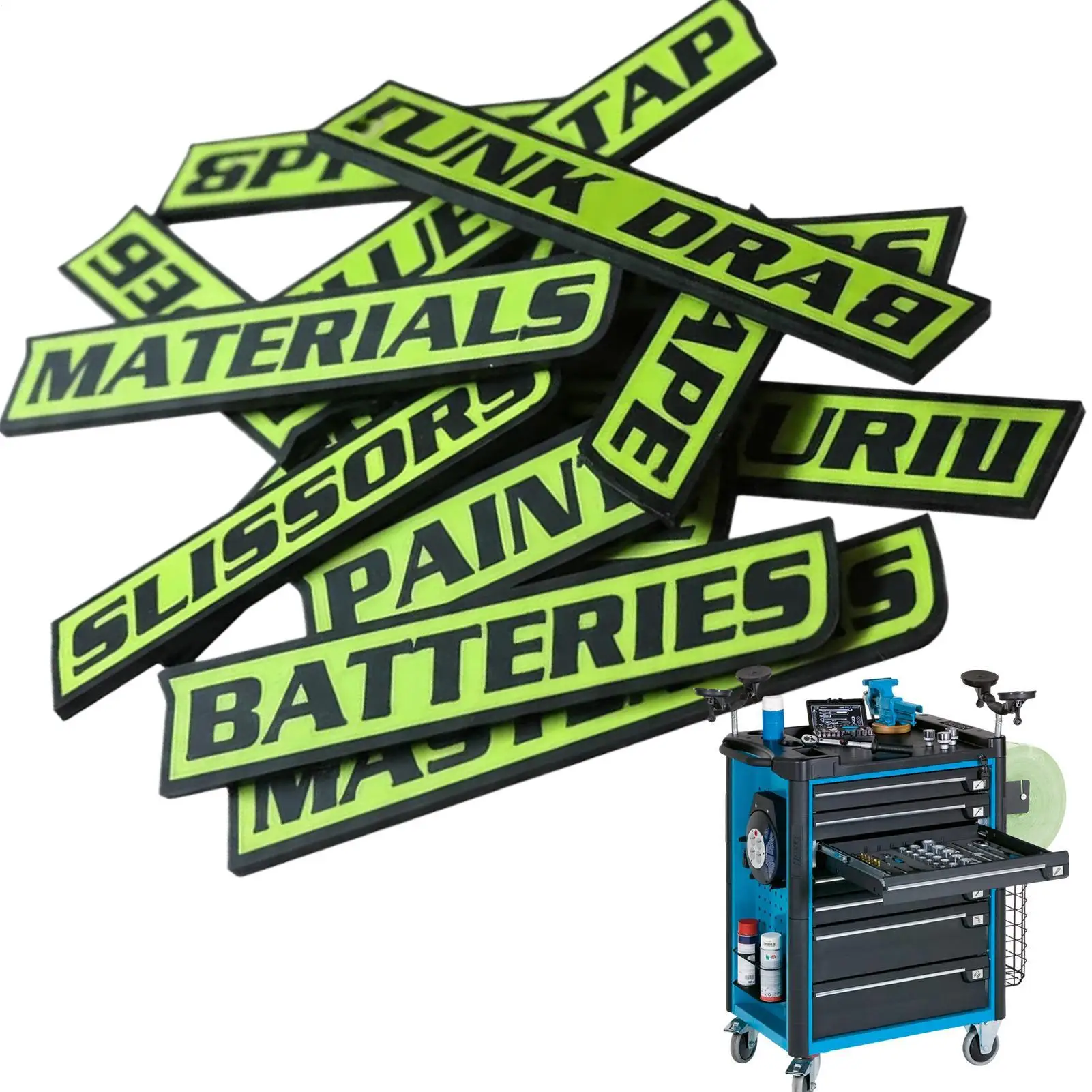 

Этикетки для ящиков для инструментов, магниты, 12 шт., многоразовые наклейки с 3D-печатью, органайзер для инструментов, этикетки, наклейки для стальных тележек, ящиков