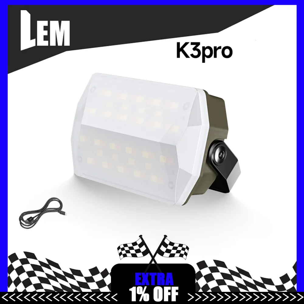 

LEM K3PRO светодиодная лампа для кемпинга, USB перезаряжаемая лампа для кемпинга, портативная непромокаемая уличная лампа, 4000 мАч, 750 лм, легкая магнитная