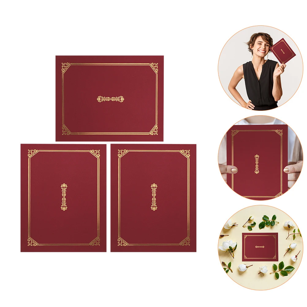 

3 Pcs Paper Document Covers Certificate Diploma Protector Letter Holders Student