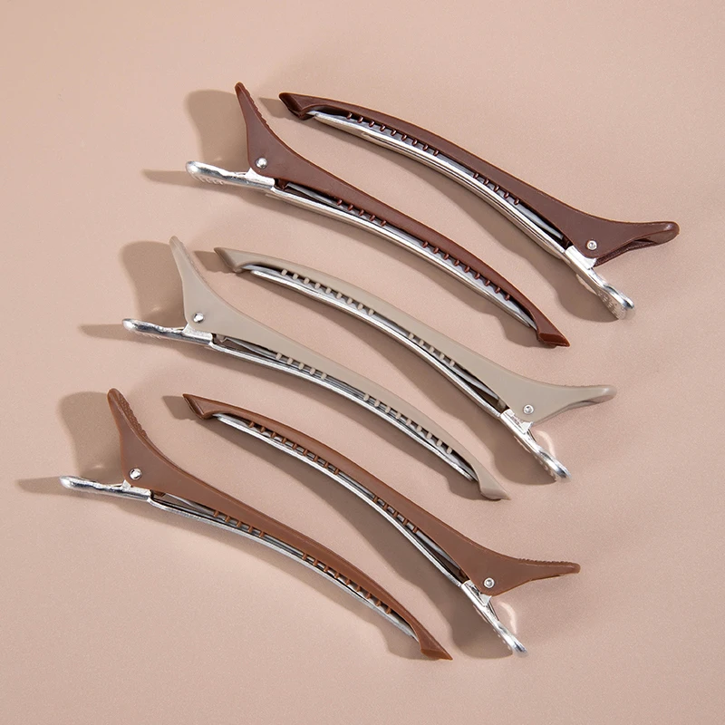 6pcs/lot Professional Hair Clips Anti-Slip Duck Billed Clips for Hair Styling with Silicone Band Salon Home Hairdressing Tools