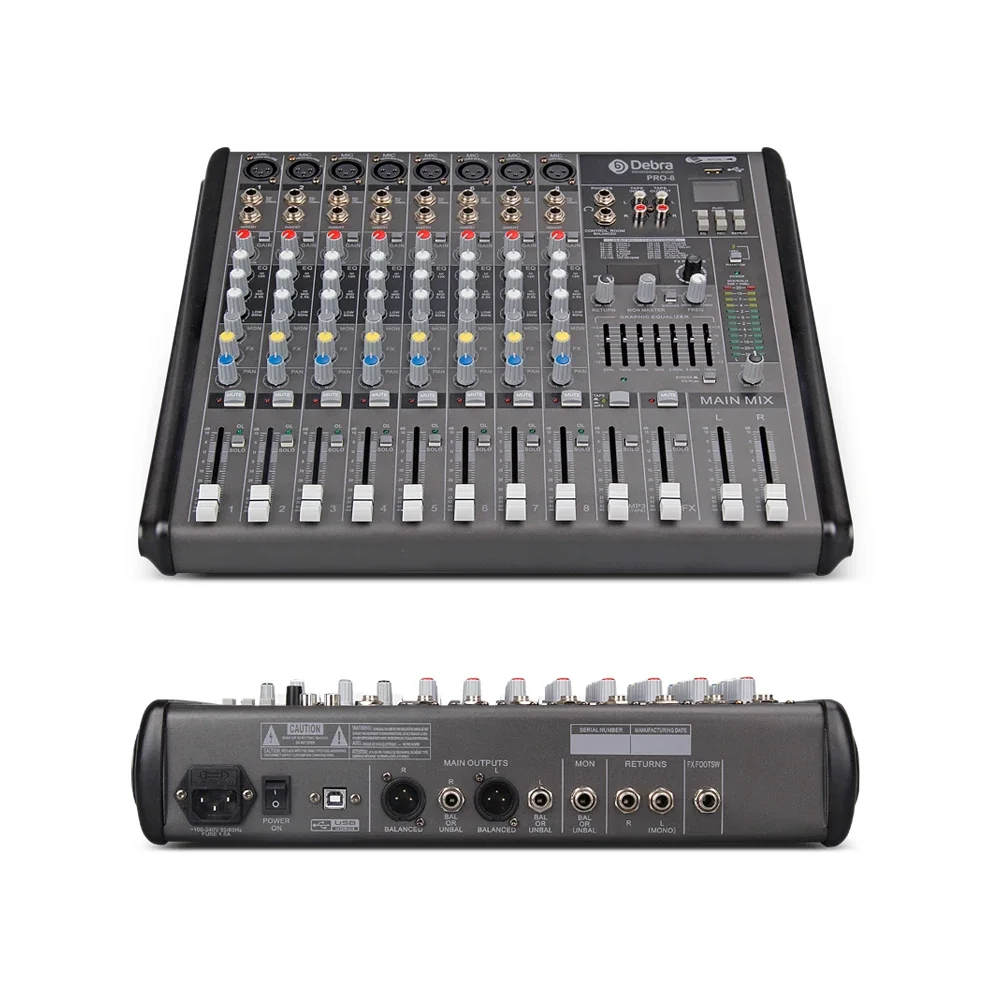 YYHC  Debra Audio PRO 8 Channel With 256 DSP Sound Effects Bluetooth Studio Mixer Audio - DJ Sound Controller Interface