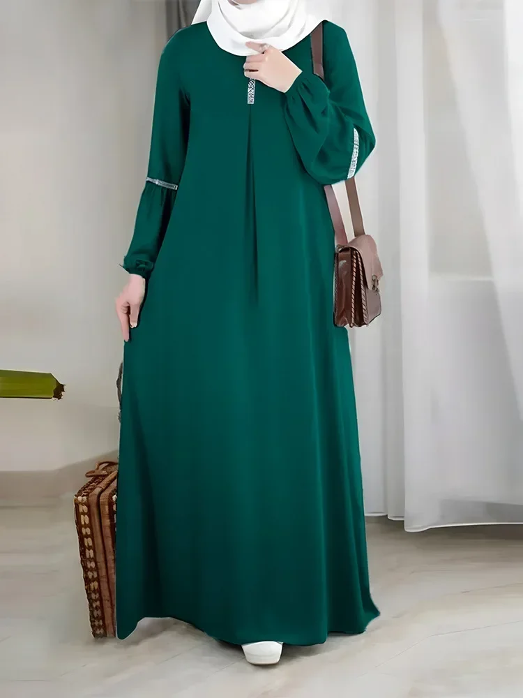 Fashion Long Sleeve Muslim Maxi Dresses for Women Saudi Arabia Dubai Abaya Party Casual Sequin Sundress Casual Morocco Kaftan