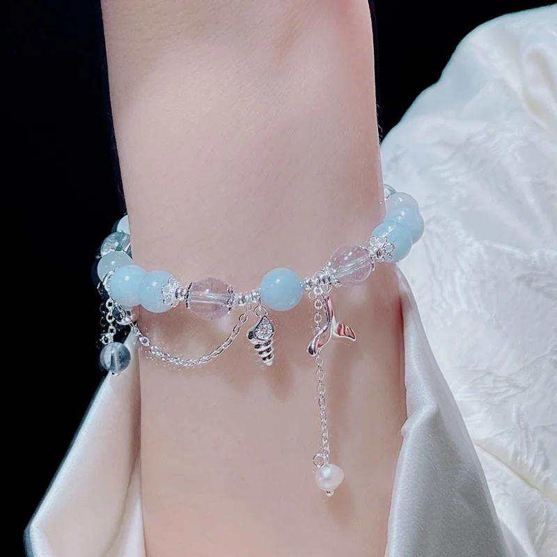 Super Fairy Opal Bracelet Female Fishtail Tassel Bracelet Graceful and Fashionable Design Cold Feeling Bead Necklace Gift for Gi