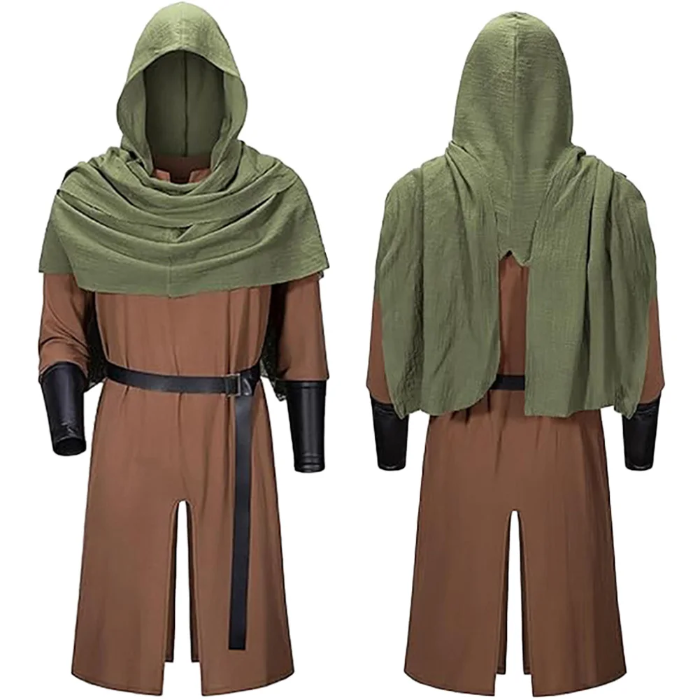 القراصنة فارس تأثيري حلي رداء شال ملابس القرون الوسطى عصر النهضة الرجال الذكور تمويه واقي للذراع هالوماس كرنفال حفلة البدلة