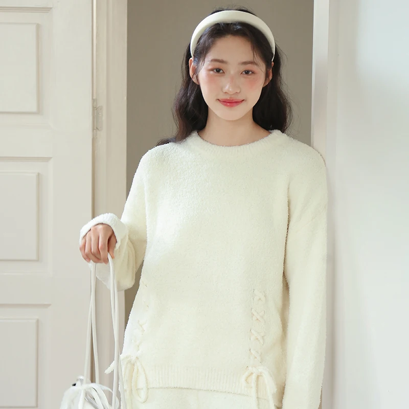 

Sweet Korean-style soft tie autumn and winter thickened pajamas